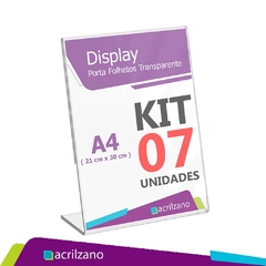 KIT 07 Display Expositor Acrílico A4 Em L Mesa Balcão