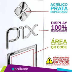 PLACA BANCADA QR CODE VERTICAL T ACRÍLICO TRANSPARENTE E PRATA na internet