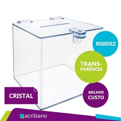 URNA QUADRADA DE ACRÍLICO TRANSPARENTE 15 CM 2MM - comprar online