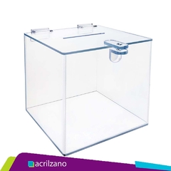 URNA QUADRADA DE ACRÍLICO TRANSPARENTE 15 CM 2MM