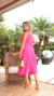 Vestido Midi com Bojo e Fenda Lateral cor Rosa- Jéssica - comprar online