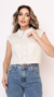 Camisa Tricoline Cropped cor Bege- Mary - comprar online