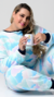 Pijama Inverno Plus Size Calça e Blusa Soft cor Azul- Sofia - Lagun Brasil
