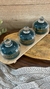 Petisqueira de 3 Potes Cerâmica Verde com Tampa de Vidro e Tábua - comprar online