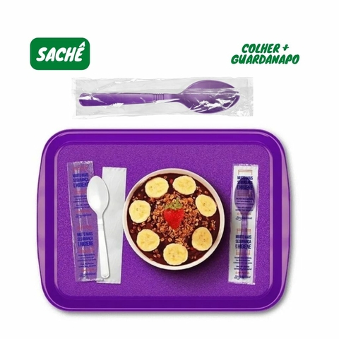 Kit Sachê Garfo e Faca Master com Guardanapo 50 Kits Sachês