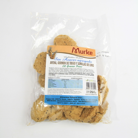 GALLETITAS DULCES DE AVENA,GERMEN DE TRIGO Y LINO S/AZUCAR X 200G - Murke