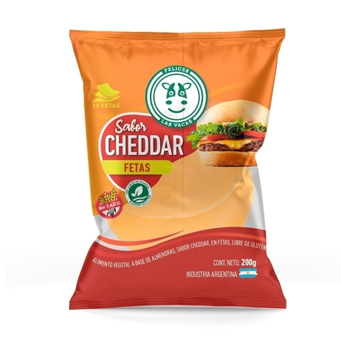 QUESO CHEDDAR EN FETAS 200GR FELICES LAS VACAS