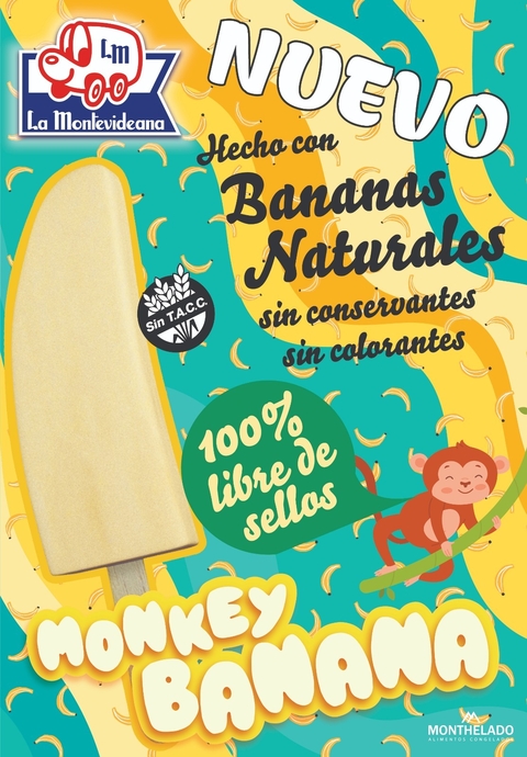 HELADO MONKEY BANANA X 45 GR 100% LIBRE DE SELLOS!! - LA MONTEVIDEANA