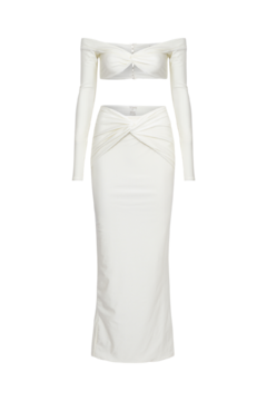 Long sleeve Top and Skirt Set Alinne Off white