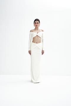 Long sleeve Top and Skirt Set Alinne Off white - buy online