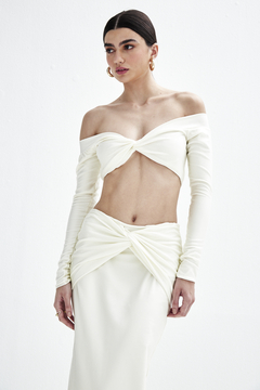 Long sleeve Top and Skirt Set Alinne Off white on internet