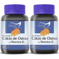 Cálcio de Ostras c/ Vit D 120cps 750mg Duom | Kit 2 Frascos