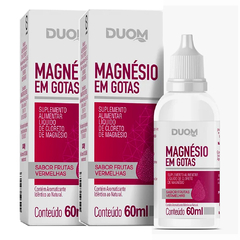 Magnésio em Gotas 60ml Sabor Frutas Vermelhas Duom | Kit 2 Frascos