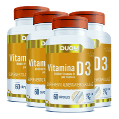 Vitamina D3 60 Cápsulas 450mg Duom | Kit 4 Frascos