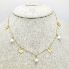 Collar corazones y perlas dorado - 1490C
