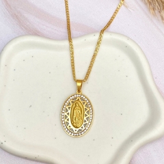 Collar Virgen de Guadalupe XL ovalado dorado - 1971D