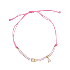 Pulsera chaquira rosa con gotita y perlita - HP006 - comprar en línea