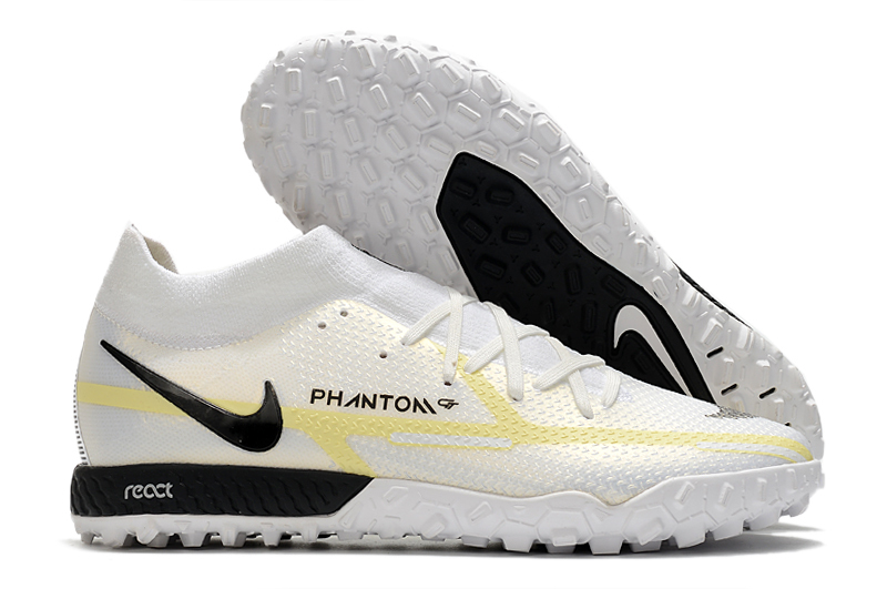 Chuteira Nike Phantom GT2 Elite Dynamic Fit FG Society - Branco e Dourada