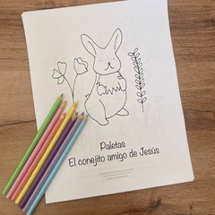 IMPRIMIBLE para pintar: Cuento "Paletas, el conejito amigo de Jesús"