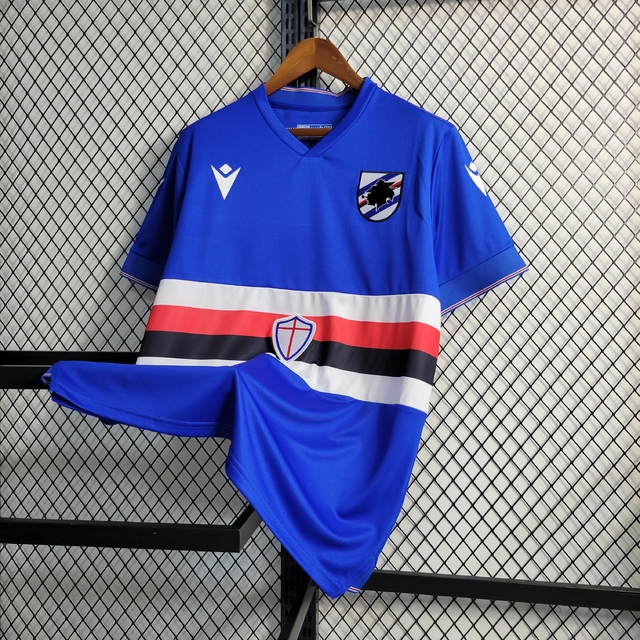 Camisa Sampdoria Home 22/23 Torcedor Macron Masculina - Azul