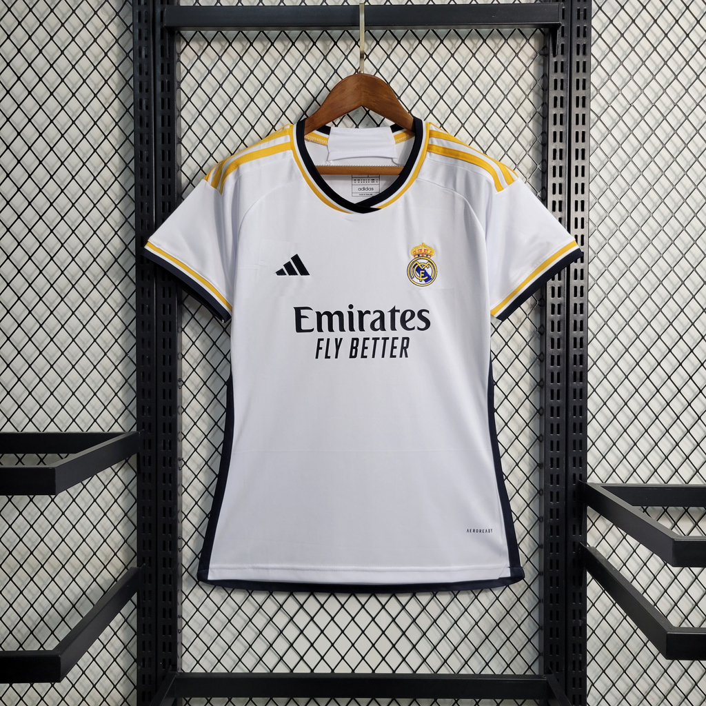 Camisa Real Madrid Home I 23/24 Torcedor Adidas Feminina - Branca