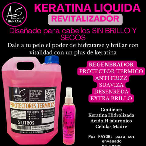 Keratina Liquida - PROTECTOR TERMICO - REVITALIZADOR -MAYORISTA