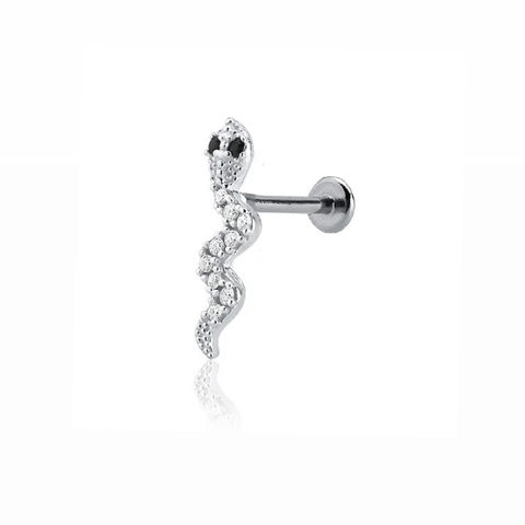 Piercing de um umbigo prata 925 cobra cravejada