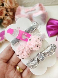 Kit Hair clips Batom Barbie 3 unidades