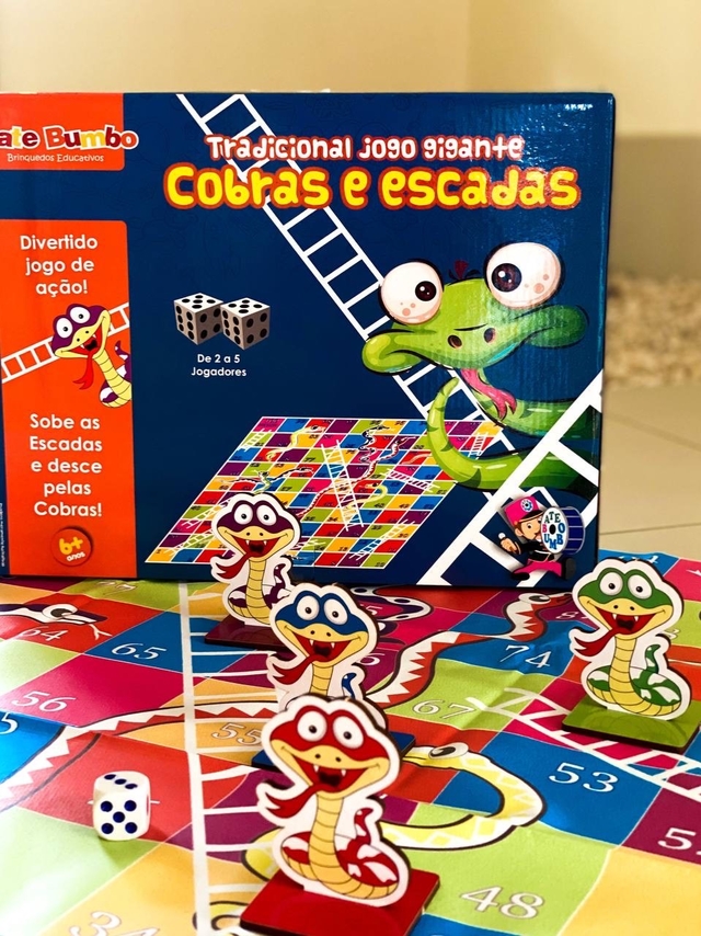 Jogo Cobras e Escadas em Madeira - Educativos Brinquedos