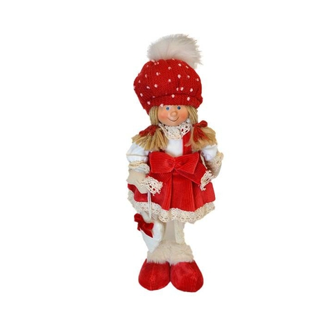 Boneco Papai Noel em Pé Vermelho e Marrom Segurando Lanterna e Coração 90cm  - Ref 73581001 D&A - CCS Decorações