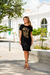 VESTIDO MIDI LEÃO VERTICAL DOURADO (PRETO) - loja online