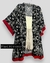 Maxi Kimono P&B com detalhe em vermelho - loja online