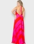 Vestido longo frente única Desejo laranja e rosa - comprar online