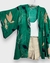 kimono estampado folhagem verde e marinho - comprar online