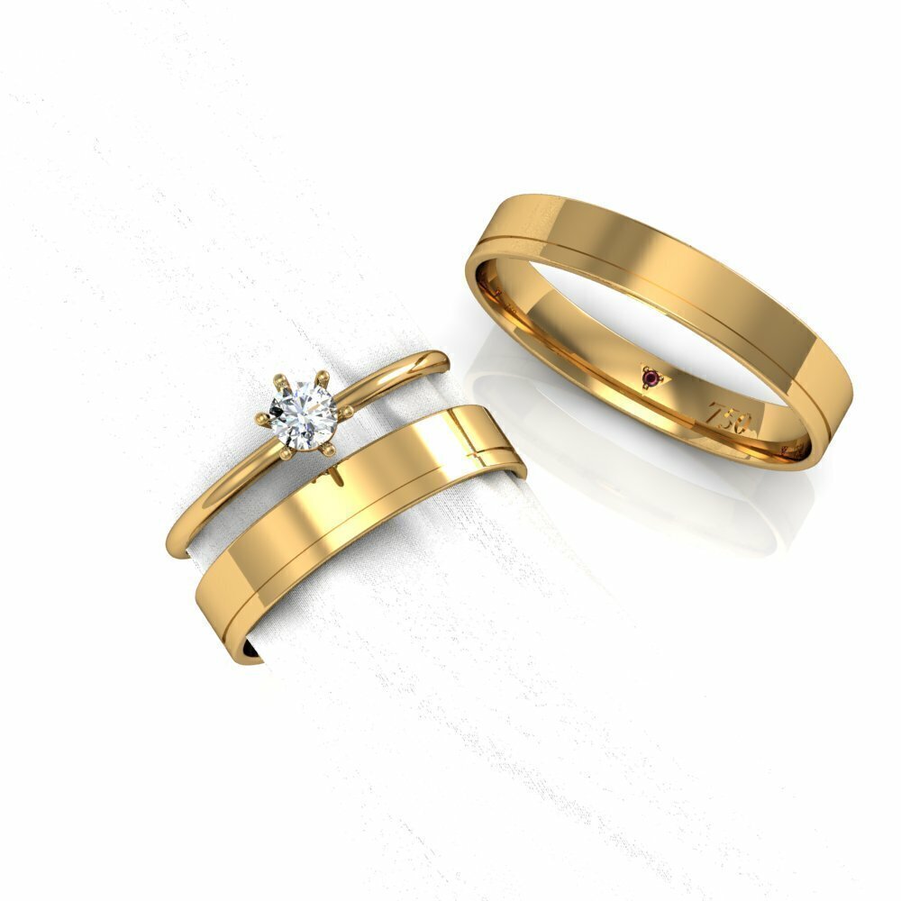 Alianças de casamento Ouro 18k Paris com pedra 4mm (Par) - Joias, Anel,  Brincos, Pingente, Colares