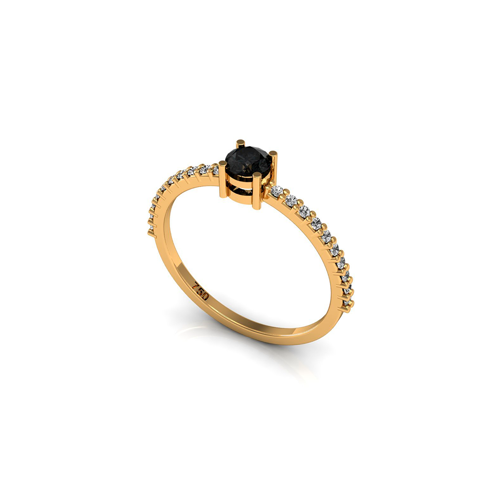 Shine - Anel com Diamante Negro | Ouro Amarelo 18k