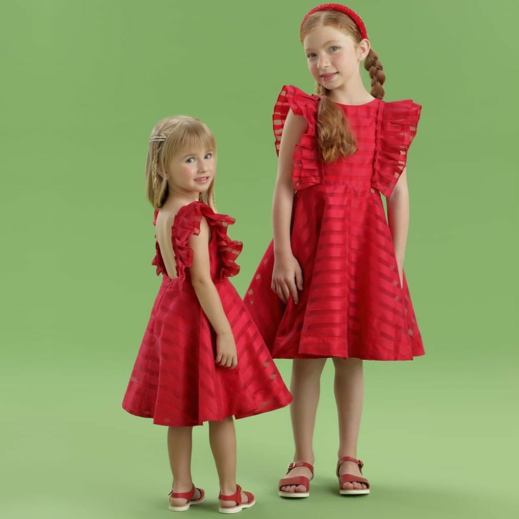Vestido de Festa Infantil Vermelho Organza Petit Cherie