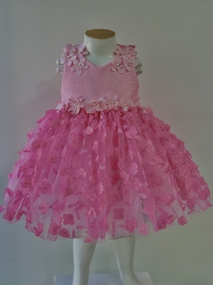 Vestido Tule 3D rosa