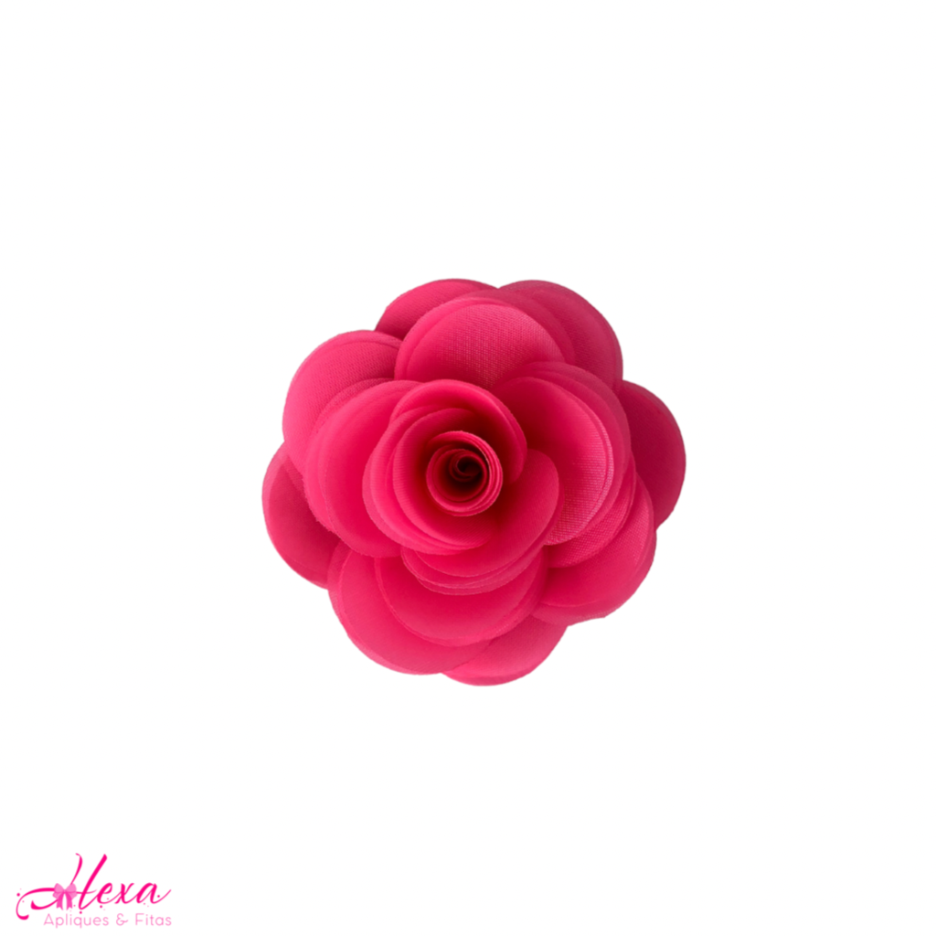 Flor Organza Rosa Neon 6cm (Tamanho M) - Unidade