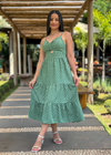 Vestido Midi Alcinha Poá Verde - comprar online