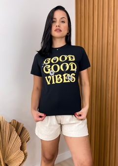 Blusa T-Shirt Feminina Algodão Good Preta - O Look do Dia Store - Moda Feminina 