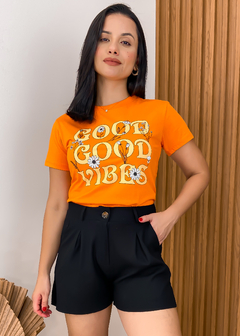 Blusa T-Shirt Feminina Algodão Good Laranja na internet