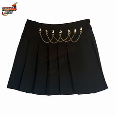 Pollera Tableada Negra Falda 5 Cadenas + Gancho - comprar online