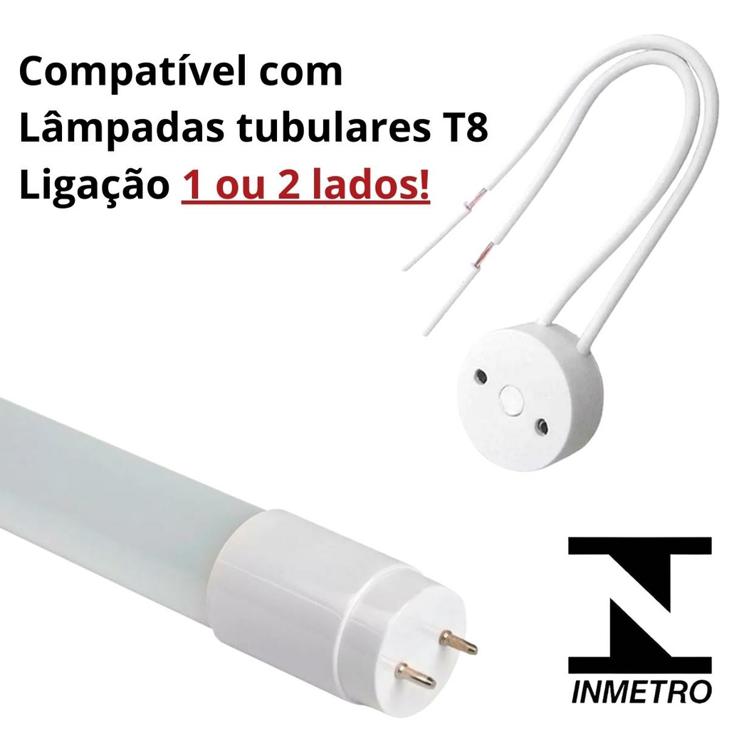 kit 10x Conector T8 Rabicho Soquete P/ Lâmpada Tubular Led