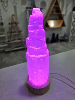 Luminária com torre de selenita m - loja online