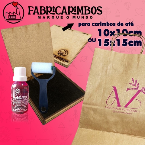 Almofada e Tinta Rosa de Carimbo para Papel/Kraft/Papelão - 30ml Rosa  Magenta - Magifix