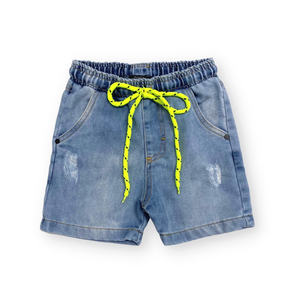 Shorts Jeans Infantil Masculino com Cordão Neon