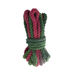Pack de 4 cuerdas algodón rosa y verde tipo trenzado- Shibari