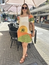 Vestido Viscose Manga Babado