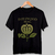 camiseta preta pendurada no cabide com logo Fleetwood Mac Greatest Hits verde centralizada